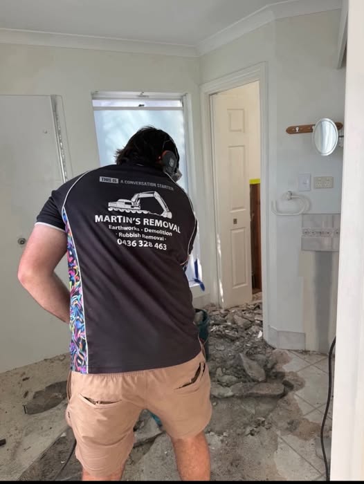 A branded Martins Removal and Demolition work shirt