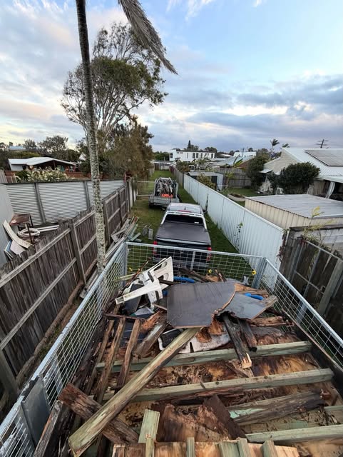 A trailer loaded with removed building material ready to leave site